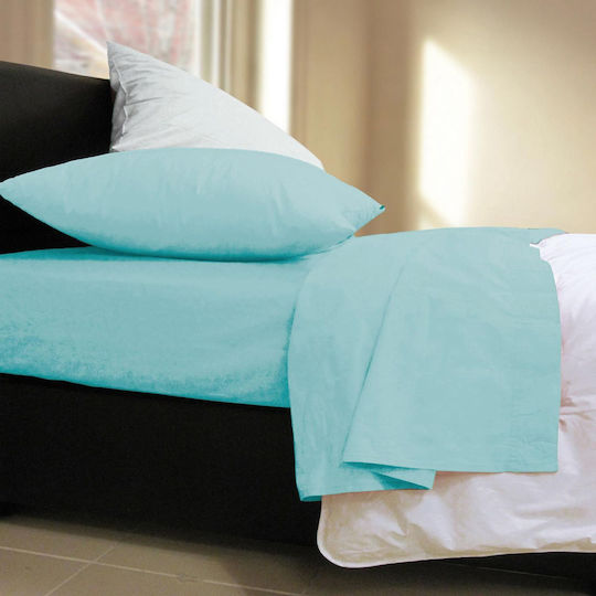 Nef-Nef Homeware Basic Super-Double Bed Sheet With Rubber Hugger 160x200+30cm Aqua