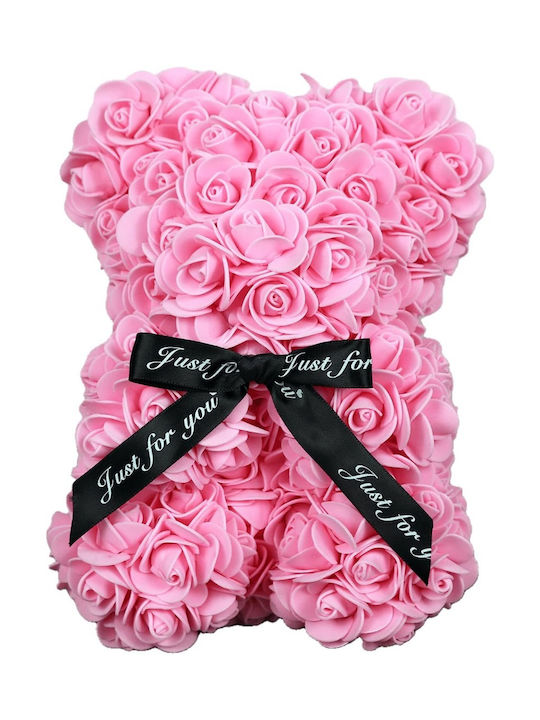 Bear of Artificial Roses Pink 25cm in Box Factory