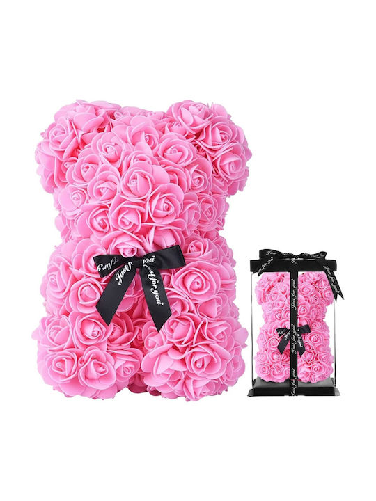 Bear of Artificial Roses Pink 25cm in Box Factory