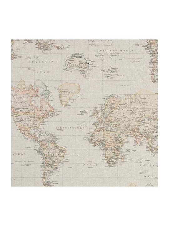 Ntampoudis Vintage Map Decoration Fabric 28x500cm Brown