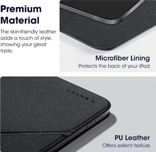 Husă Pitaka Folio 2 Compatibilă cu iPad Pro 12.9 Inch 2018 2020 2021 2022 iPad Air 13 Inch 2024 Negru