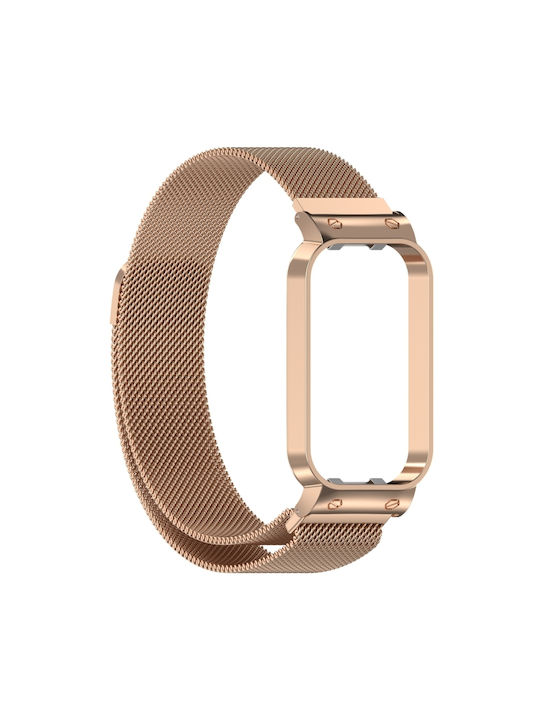 Milanese Protective Frame Λουράκι Ανοξείδωτο Ατσάλι Ροζ Χρυσό (Xiaomi Smart Band 8 Active)