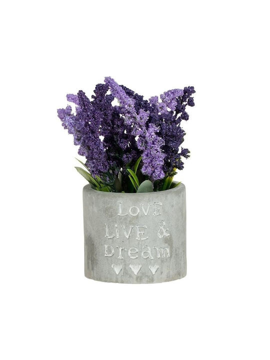 Ghiveci decorativ cu lavandă artificială, mesaj gravat Ø8x17 cm, gri Mo Gray