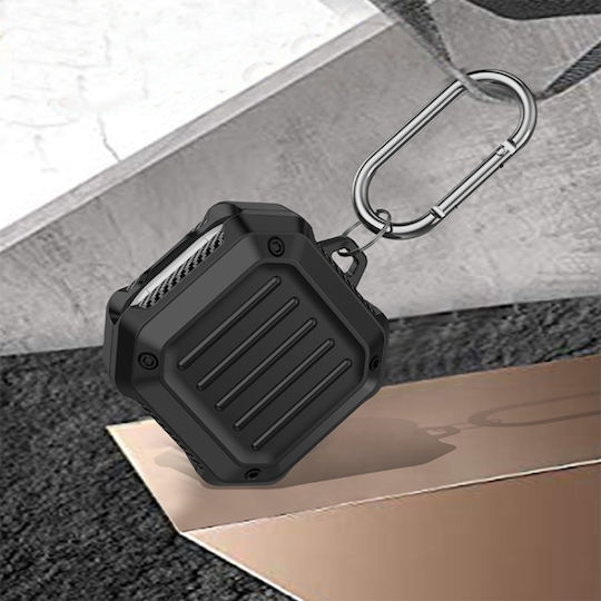 Sonique Carbon Fiber Θήκη Σιλικόνης με Γάντζο σε Μαύρο χρώμα για Galaxy Buds 2 Pro / 2 / Live / Pro