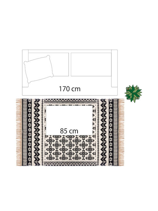 Atmosphera Delhi Rug Rectangular Summer Cotton with Fringes Blackcurrants