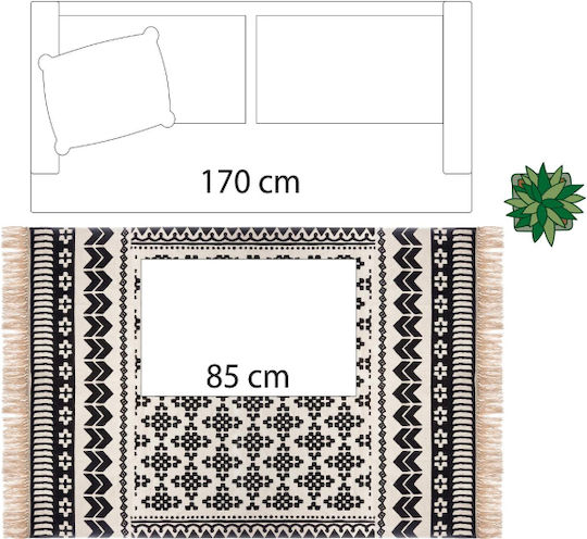 Atmosphera Delhi Covor Rectangular Bumbac cu franjuri Coacăze negre