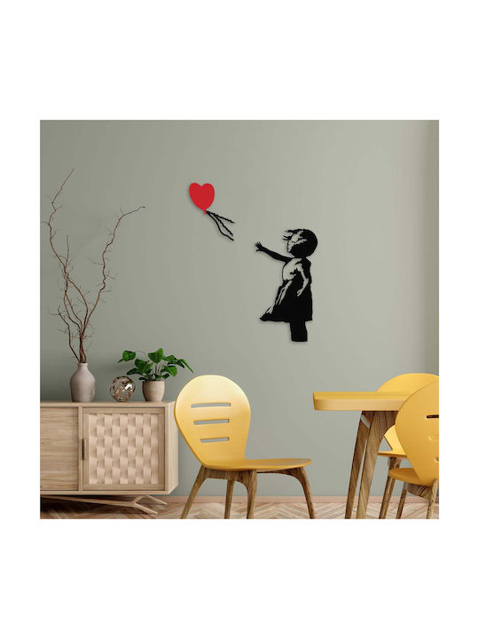 Wallity Διακοσμητική Σιλουέτα Banksy Μαύρη από Μέταλλο 105x85cm
