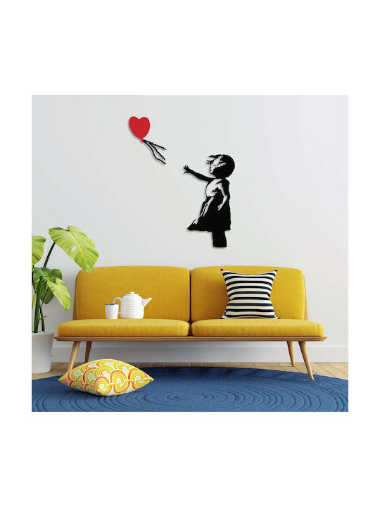 Wallity Διακοσμητική Σιλουέτα Banksy Μαύρη από Μέταλλο 105x85cm