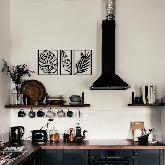 Wallity Decorative Black Leaf Silhouette Made of Metal 80x38cm