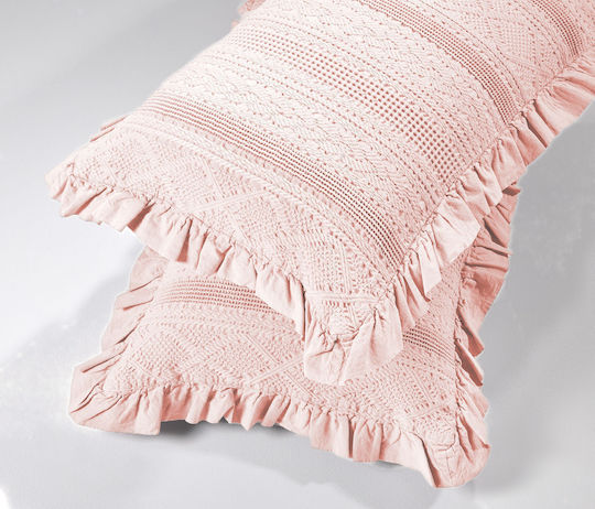 Down Town Home Decorative Pillow Case 454 100% Cotton Pink 60x40cm