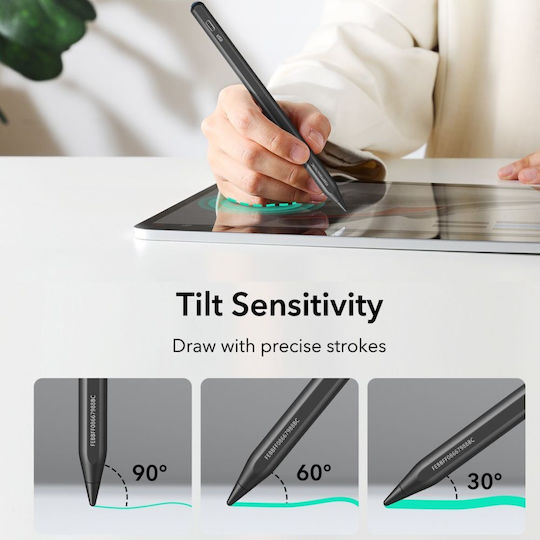 ESR Geo Digital Touch Stylus with Palm Rejection for iPad in Black color