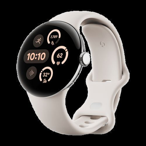 Google Pixel Watch 3 LTE Aluminium 41mm Waterproof with Heart Rate Monitor Polished Silver Aluminum Case Porcelain Active Band