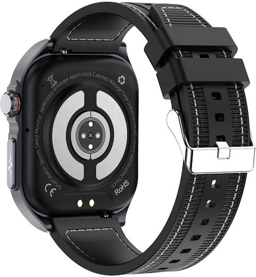 Microwear ET585 Smartwatch με Παλμογράφο (Black Steel)