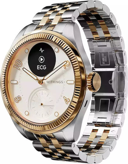Withings Scanwatch Nova Brilliant Stainless Steel 39mm Waterproof with Heart Rate Monitor (Rose Gold Silver)