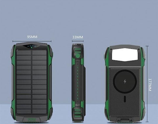 4Smarts Rugged TitanPack UltiMag Solar Power Bank 20000mAh with 2 USB-A Ports and USB-C Port Black