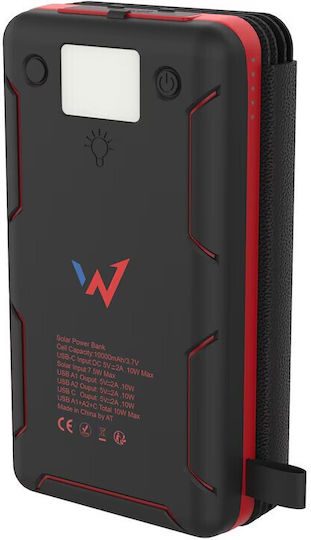 Wonder WX10S Solar Power Bank 10000mAh mit 2 USB-A Anschlüssen und USB-C Anschluss Schwarz