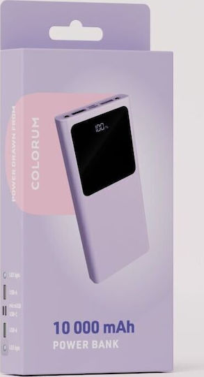 Colorum Power Bank 10000mAh 22.5W με 2 Θύρες USB-A και Θύρα USB-C xLavenda