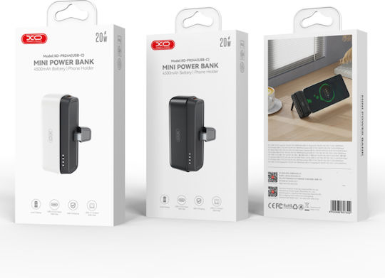 XO PR244 USB-C Power Bank 5000mAh 20W with USB-C Port Quick Charge 2.0 / Quick Charge 3.0 Black