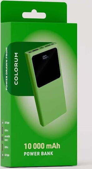 Colorum Power Bank 10000mAh 22.5W with 2 USB-A Ports and USB-C Port xGreen