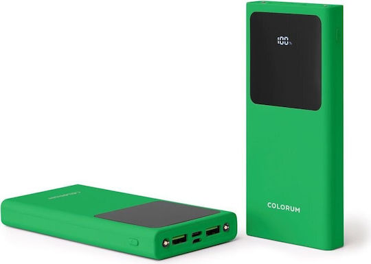 Colorum Power Bank 10000mAh 22.5W with 2 USB-A Ports and USB-C Port xGreen