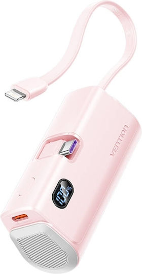 Vention FHQP0 Power Bank 4800mAh 20W Mit USB-C Ausgangsanschlüsse Power Delivery / Schnellladung Rosa