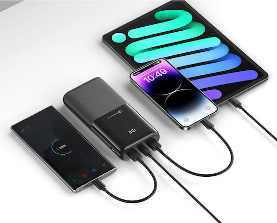 Forcell F-Energy P20k1 Power Bank 20000mAh 20W με 2 Θύρες USB-A και Θύρα USB-C Power Delivery / Quick Charge 3.0 Μαύρο
