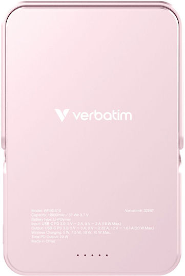 Verbatim Charge ‘n’ Go MagSafe Power Bank 10000mAh 15W με Θύρα USB-C Ροζ