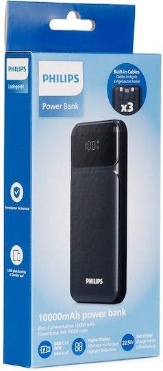Philips DLP1922 Power Bank 10000mAh με Θύρα USB-A και Θύρα USB-C Μαύρο