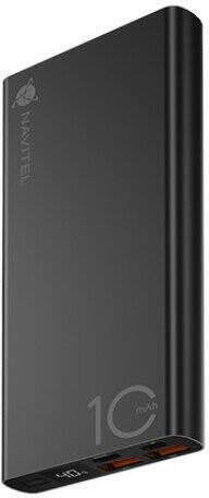 Navitel PWR10 AL Power Bank 10000mAh cu 2 Porturi USB-A și Port USB-C Negru
