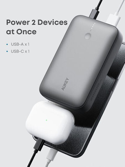 Aukey PB-Y57 Spark Mini Power Bank 20000mAh 22.5W with USB-A Port and USB-C Port Power Delivery Gray