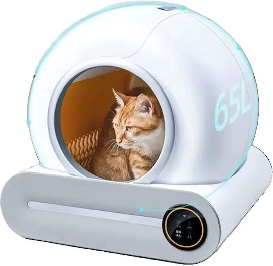 Intelligente Katzentoilette 65l Großes Fassungsvermögen Automatische Reinigung Weiß EU