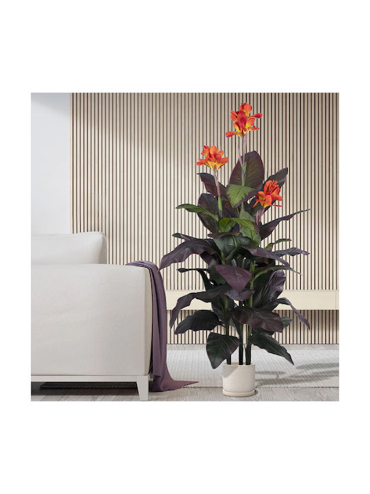 Plantă Artificială în Ghiveci Canna Indiană Red 160cm GloboStar