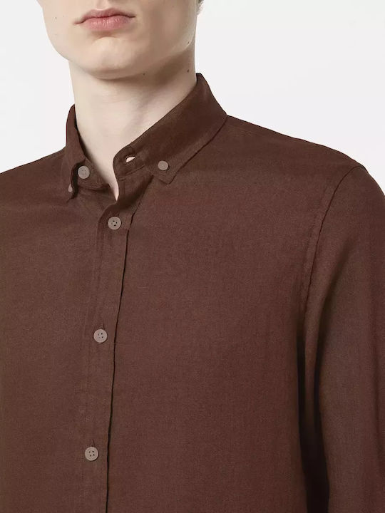 Seasonal Core Long-sleeved Linen Shirt Brown