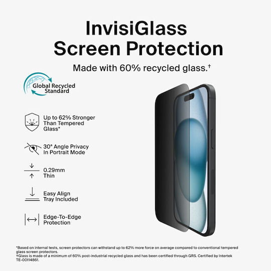 Belkin Screenforce Privacy Tempered Glass (iPhone 16/15)
