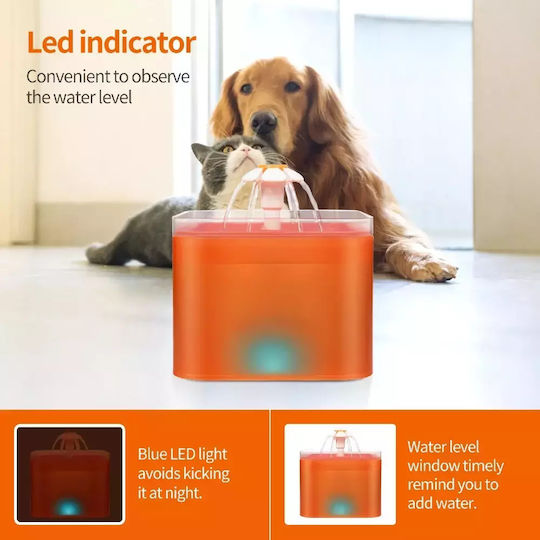 Pet Interest Pet Water Flower Automatic Waterer / Fountain made of Propylene for Dog & Cat 2.5lt in Orange Color