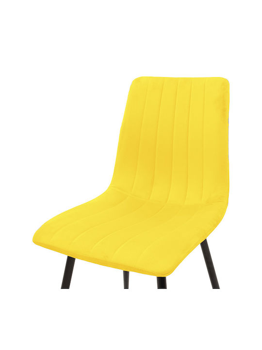 Noor Dining Room Velvet Chair Yellow Velvet 44x53x86cm