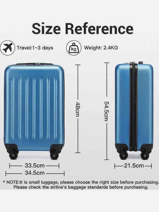 Miss Lulu Cabin Hard Travel Suitcase Navy with 4 Wheels Height 55cm