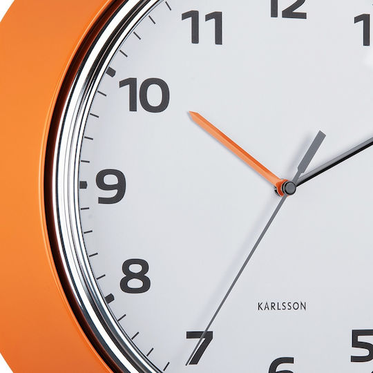 Karlsson Leise Wanduhr Metallisch Orange Ø34cm