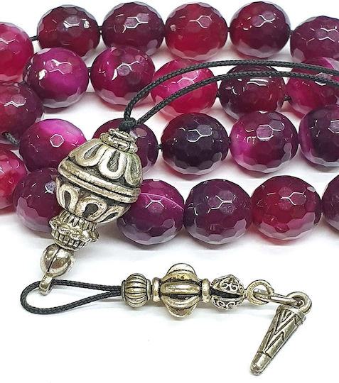 Roloi Komboloi Agate Worry Beads Pink 28cm