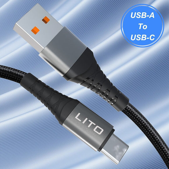 Lito USB 2.0 Kabel USB-C männlich - USB-A 18W Schwarz 2m