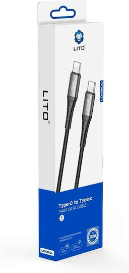 Lito USB 2.0 Kabel USB-C männlich - USB-C 60W PD Schwarz 1m
