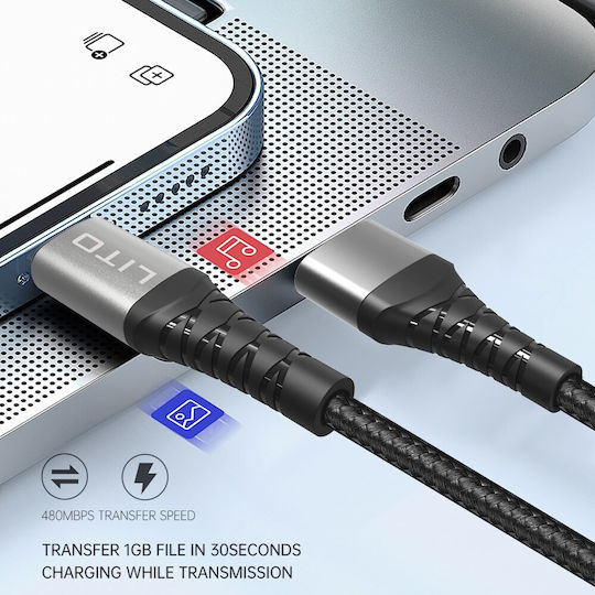 Lito USB-A to Lightning Cable 18W Μαύρο 2m