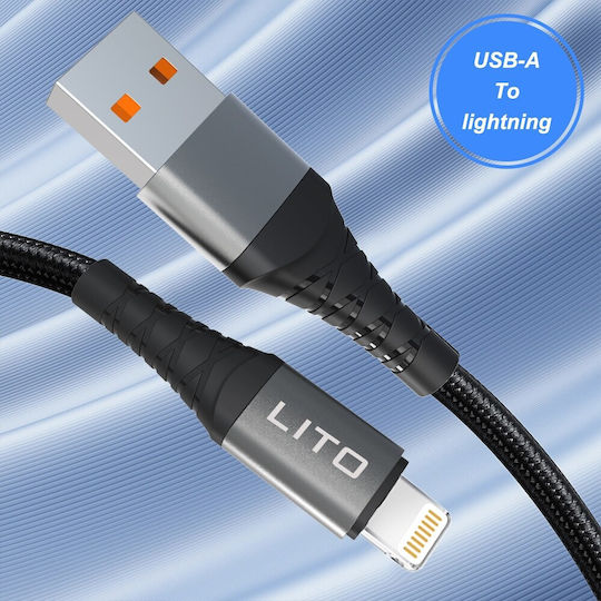 Lito USB-A to Lightning Cable 18W Μαύρο 2m