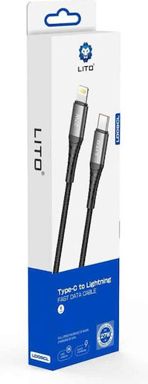 Lito USB-C to Lightning Cable 27W Μαύρο 2m