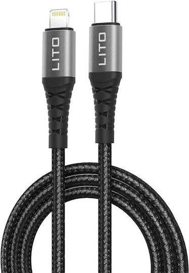 Lito USB-C to Lightning Cable 27W Μαύρο 2m