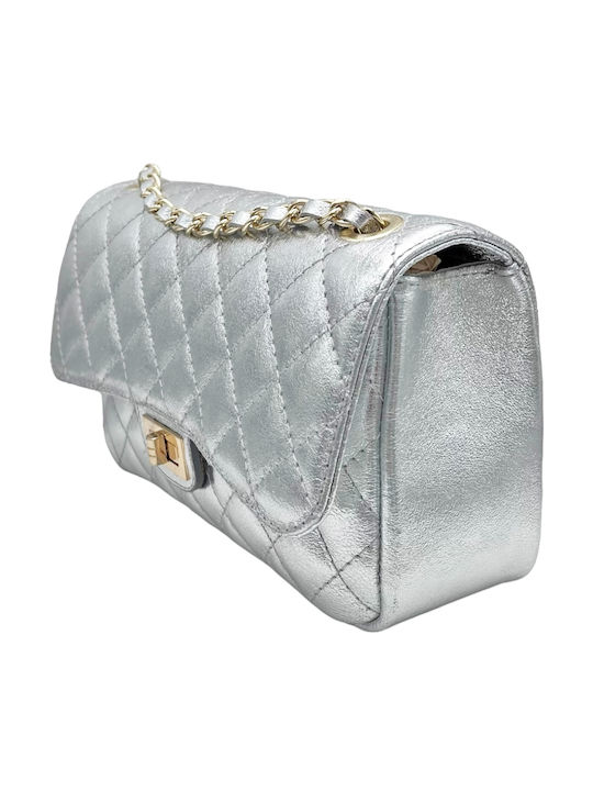 Leather Women's Bag Shoulder Silver