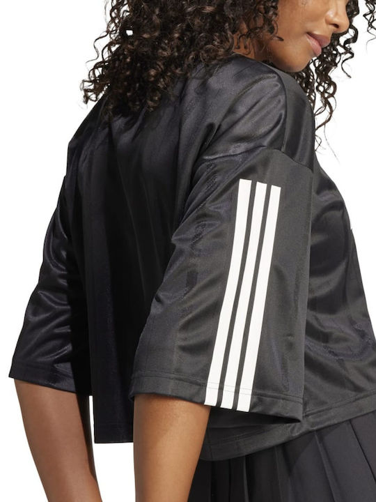 Damen Sport Crop Top Kurzärmelig Schwarz