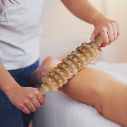 Relaxdays Lemn Role de masaj pentru gât, spate & picioare Bej