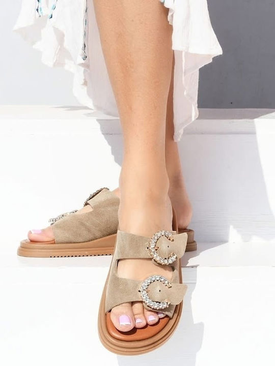 Women's Flat Sandals in Brown Color