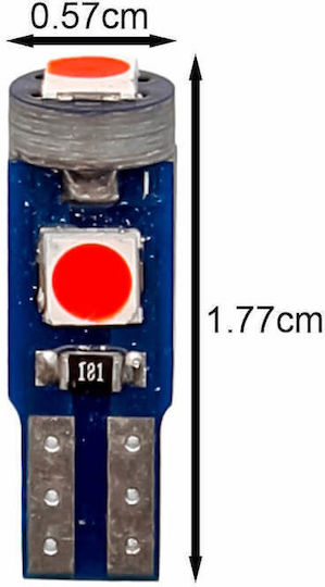 Λάμπα Αυτοκινήτου T5 LED Κόκκινο 12V 1.5W